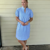 Blue/White Stripe Zip Dress