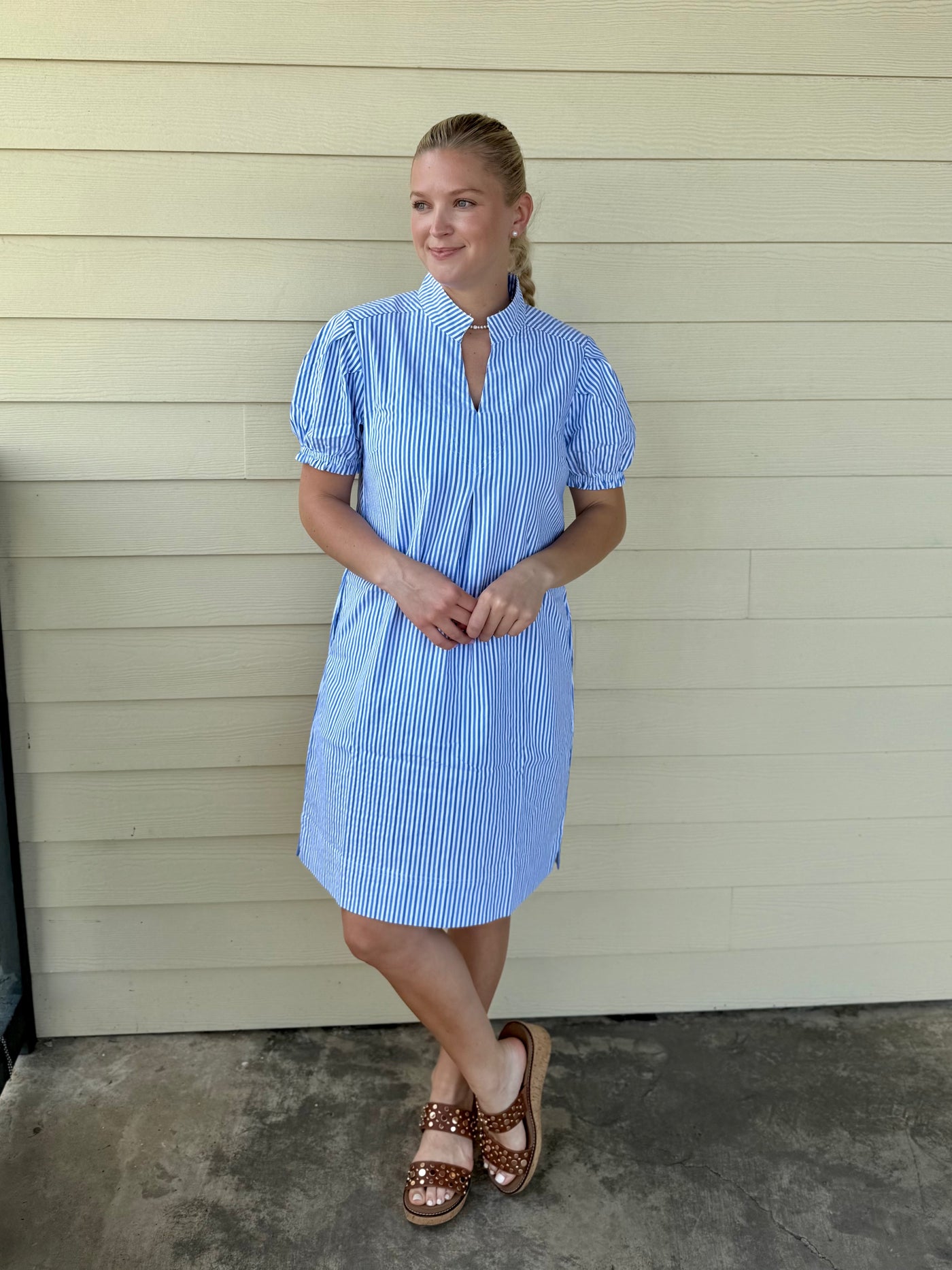 Blue/White Stripe Zip Dress