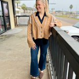 Mocha V-neck button down sweater
