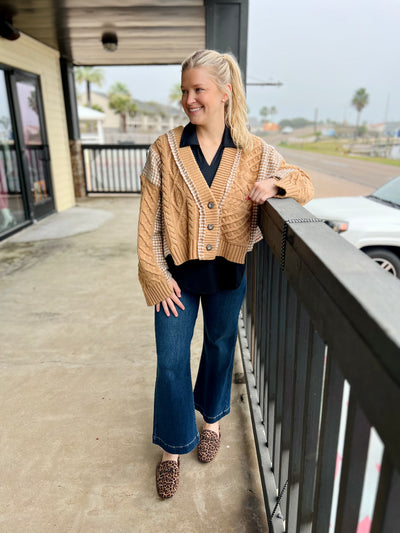 Mocha V-neck button down sweater