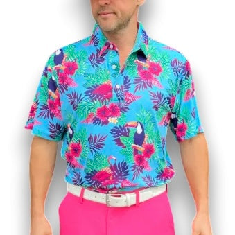 Toucans &Flamingos Golf Shirt