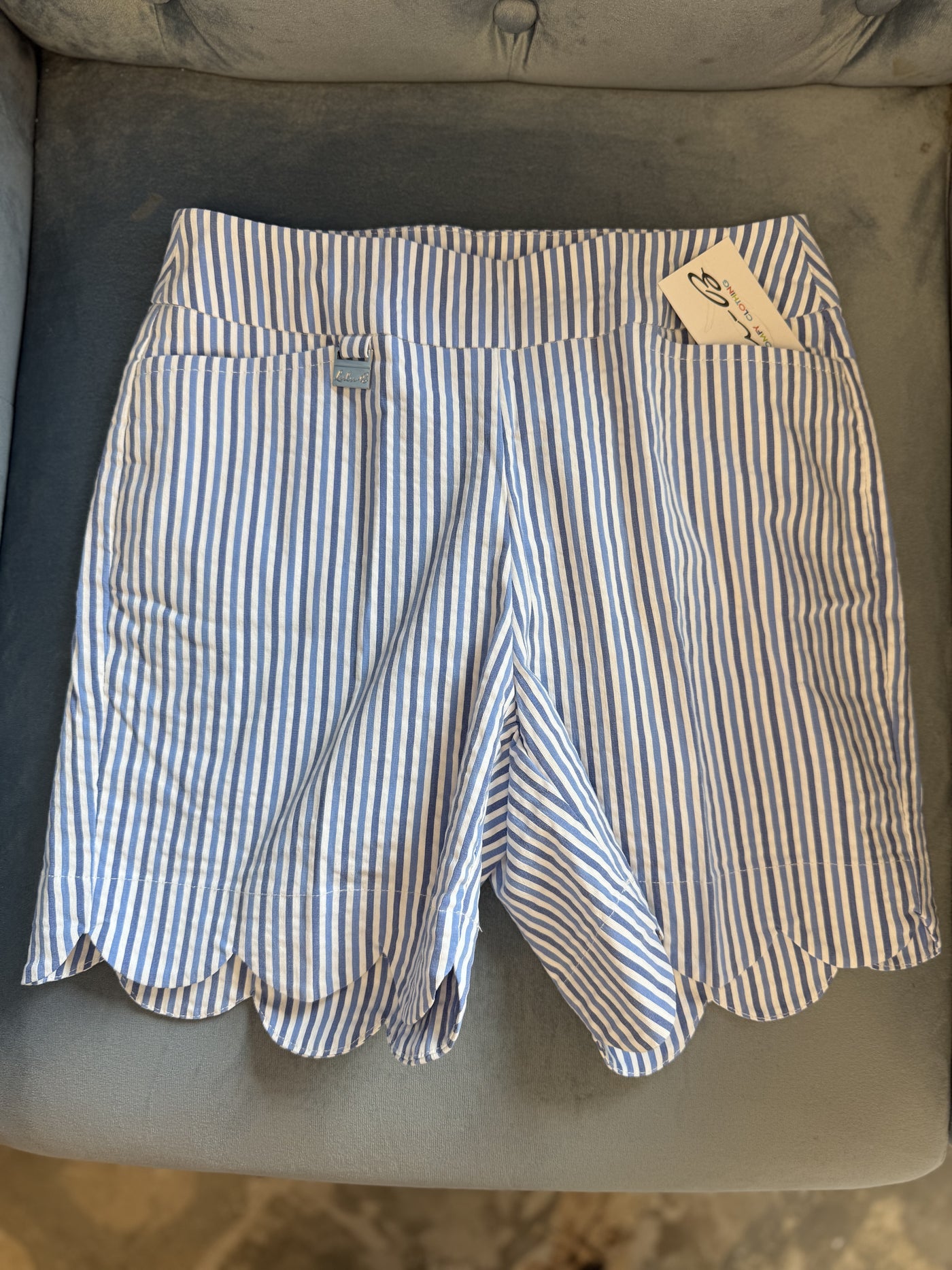 Blue & White Scallop Short