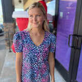 Animal Print Puffed Sleeve Dress