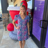 Animal Print Puffed Sleeve Dress