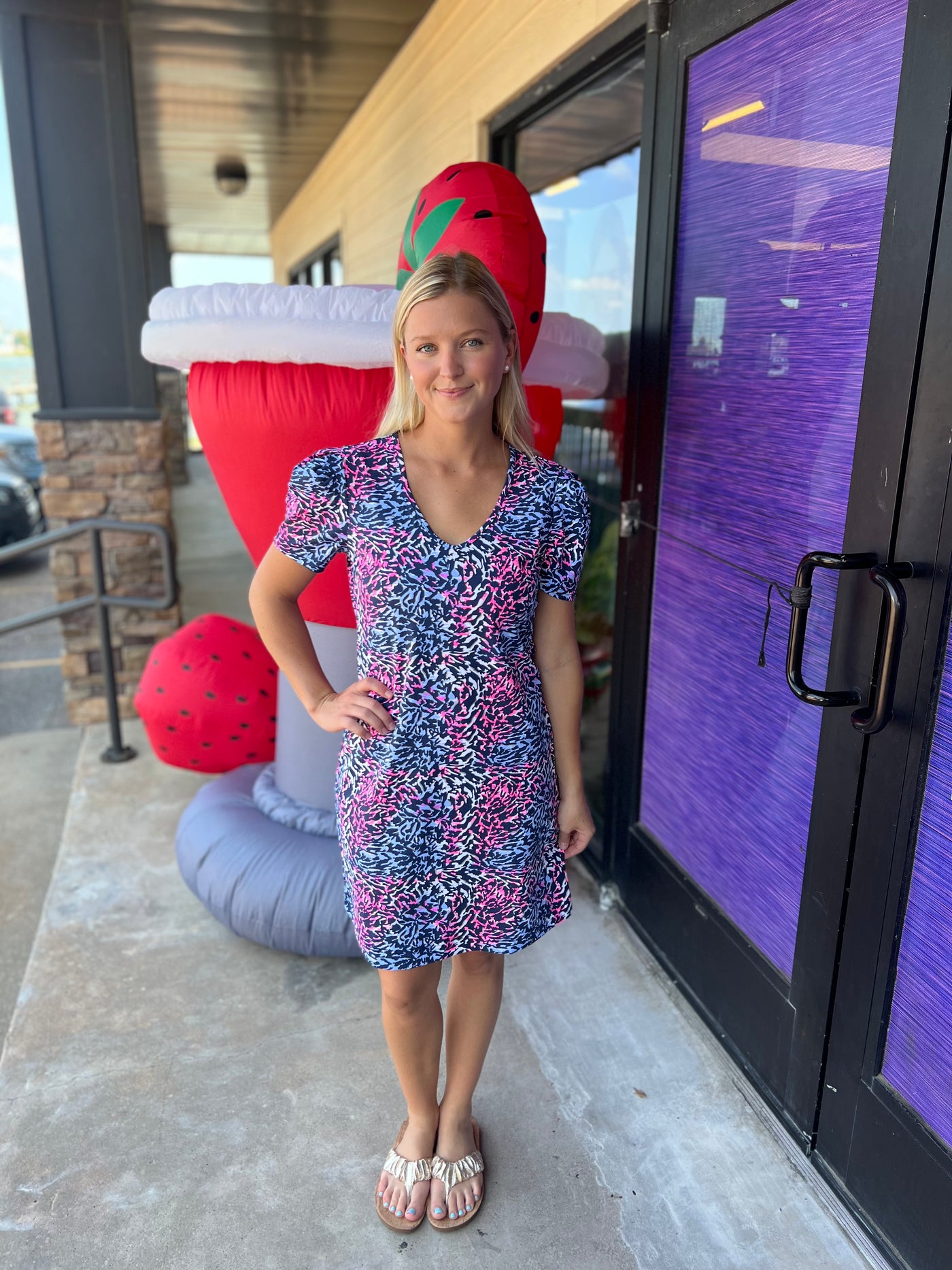 Animal Print Puffed Sleeve Dress