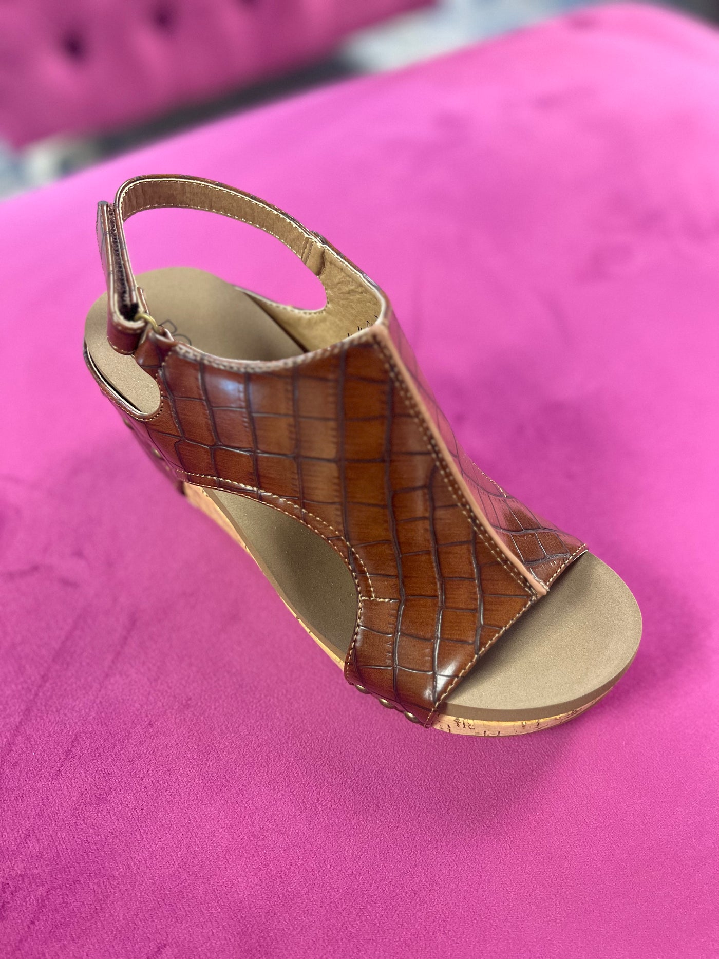 Carly Brown Croco Wedge