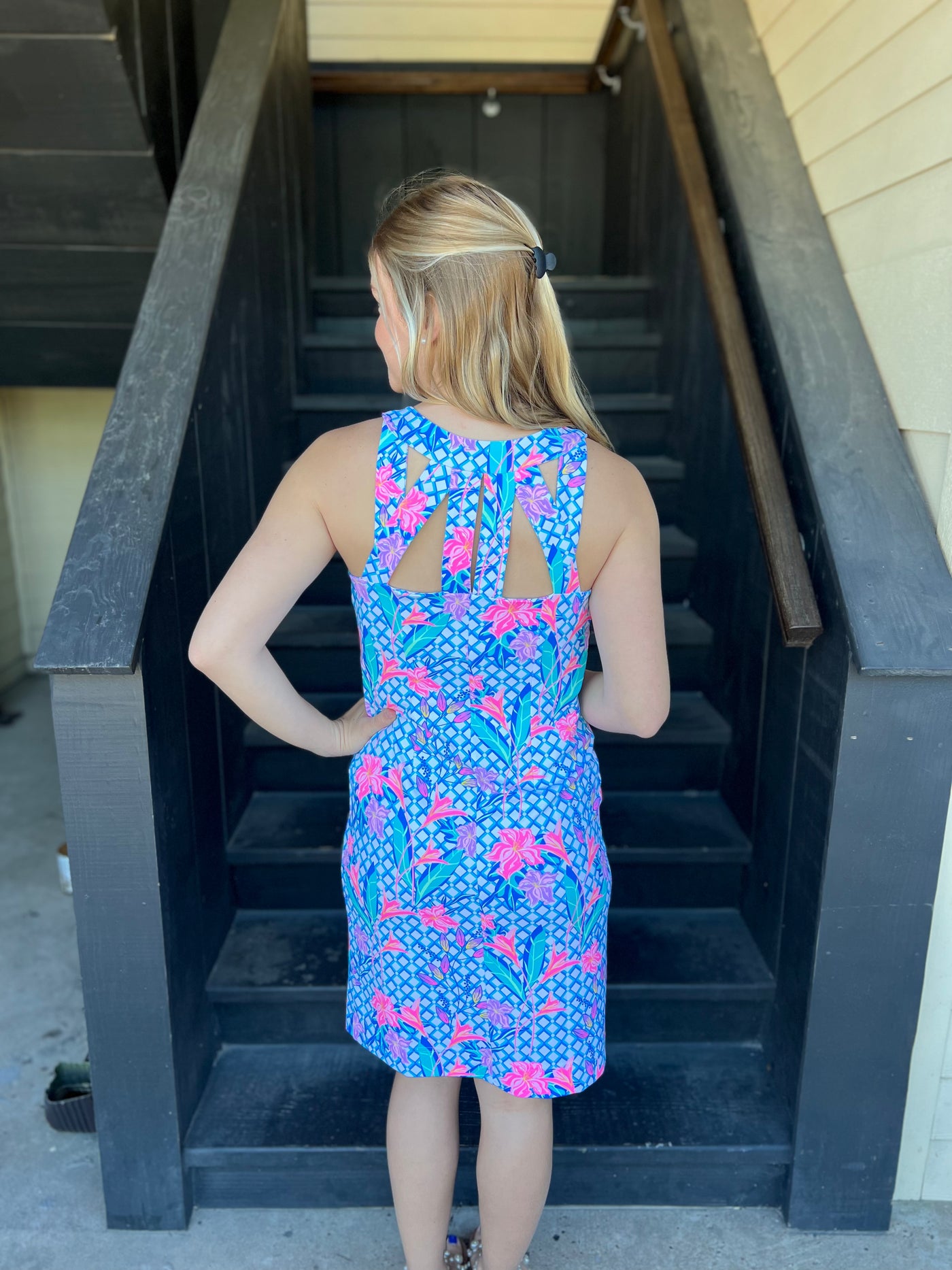 Blue Floral Sexy Dress