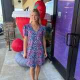 Animal Print Puffed Sleeve Dress