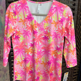 Palm Tree Pinks 3/4 Sleeve Neck