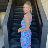 Blue Floral Sexy Dress