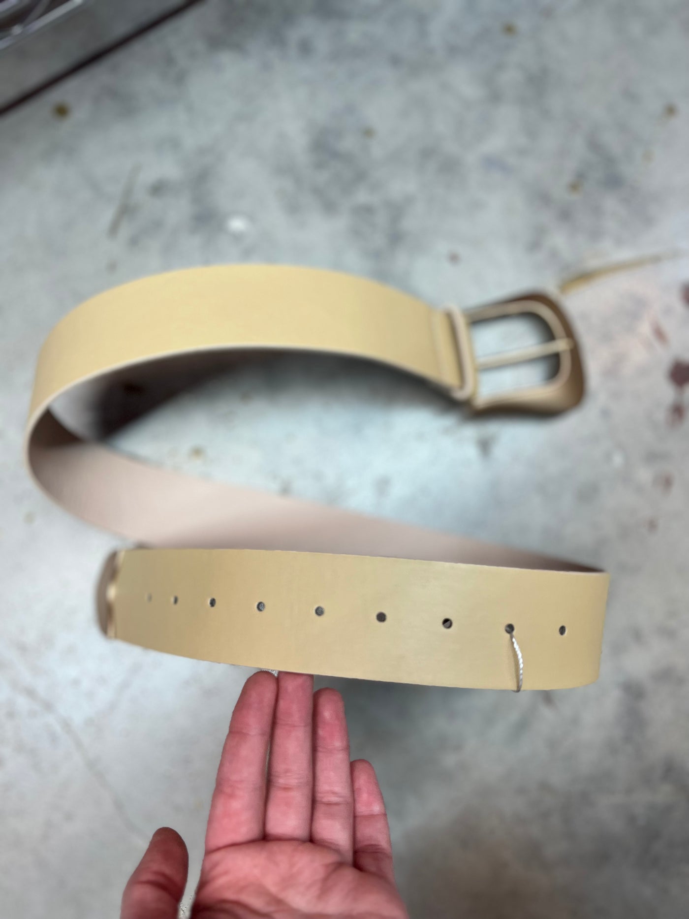 Ivory Faux Leather Fashion Belt