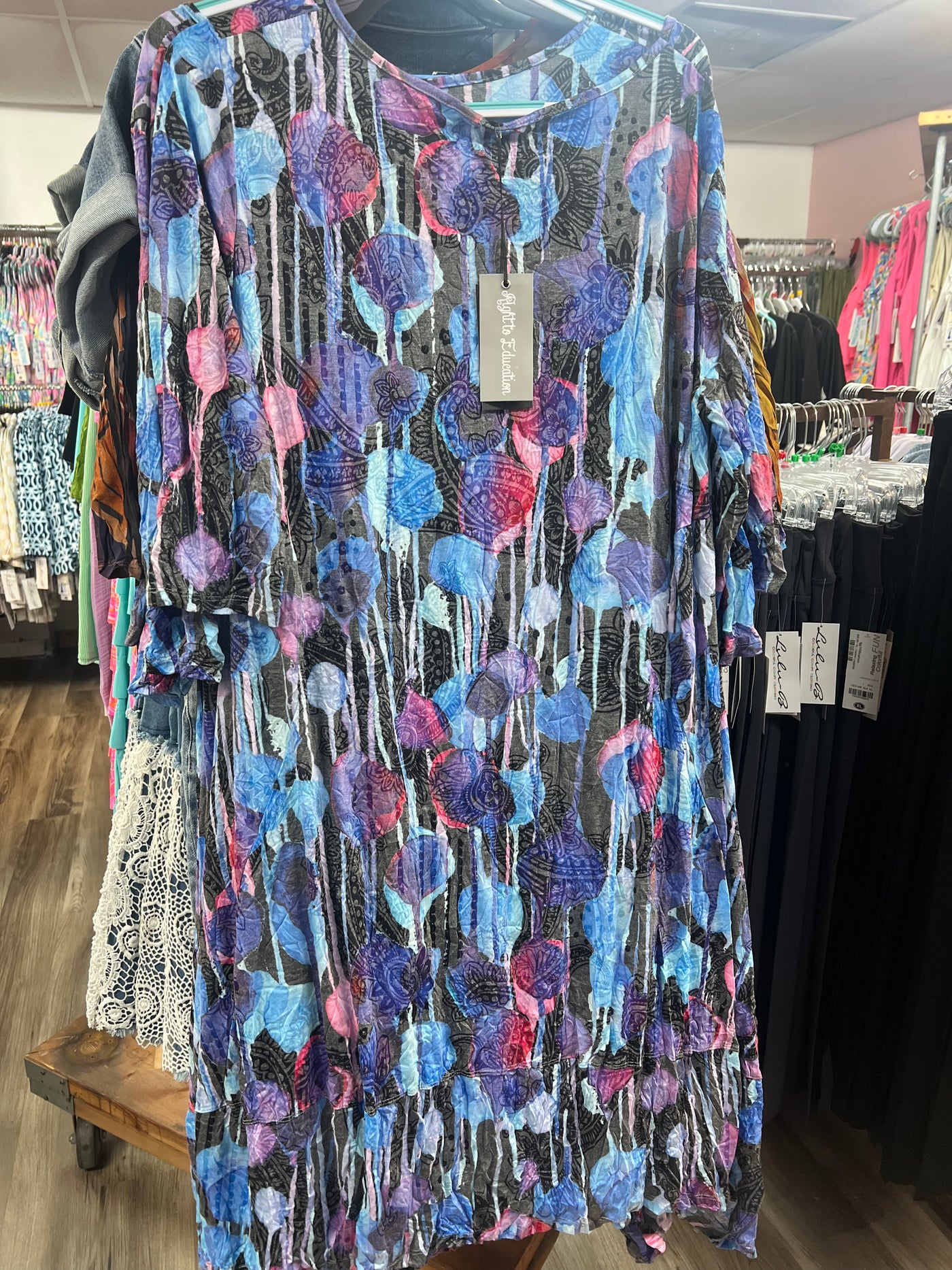 Navy Sharkbite Crinkle Dress
