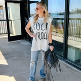 Graphic lettering sleeveless top