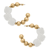 Barbados Raffia Ball Bead Hoop Earrings