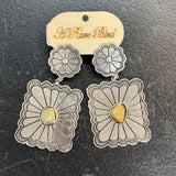 Silver Brown Stone Earrings