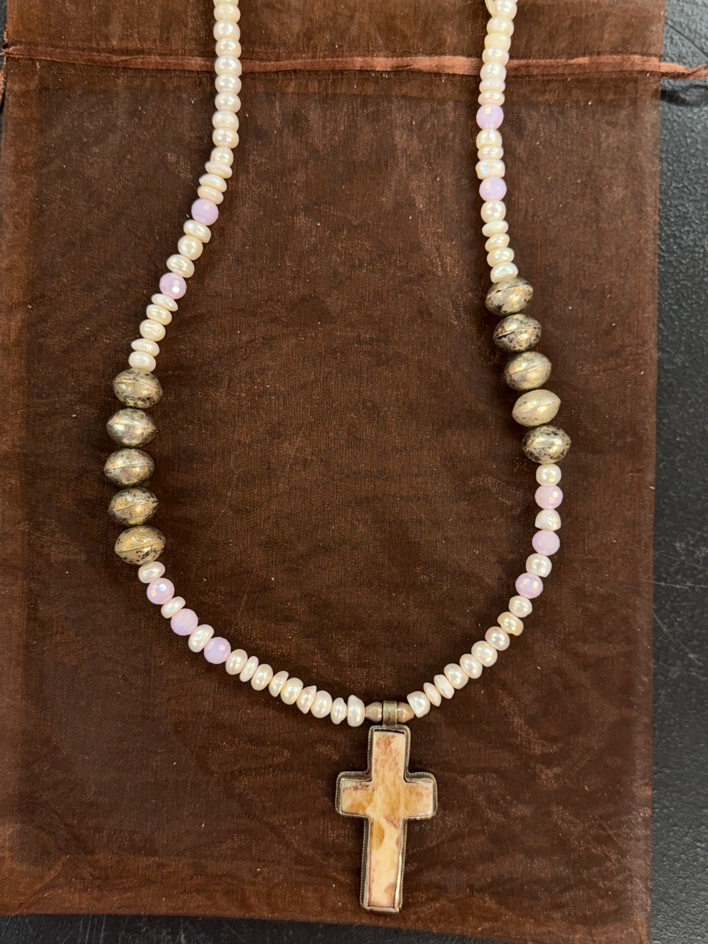 Cross Necklace Bone
