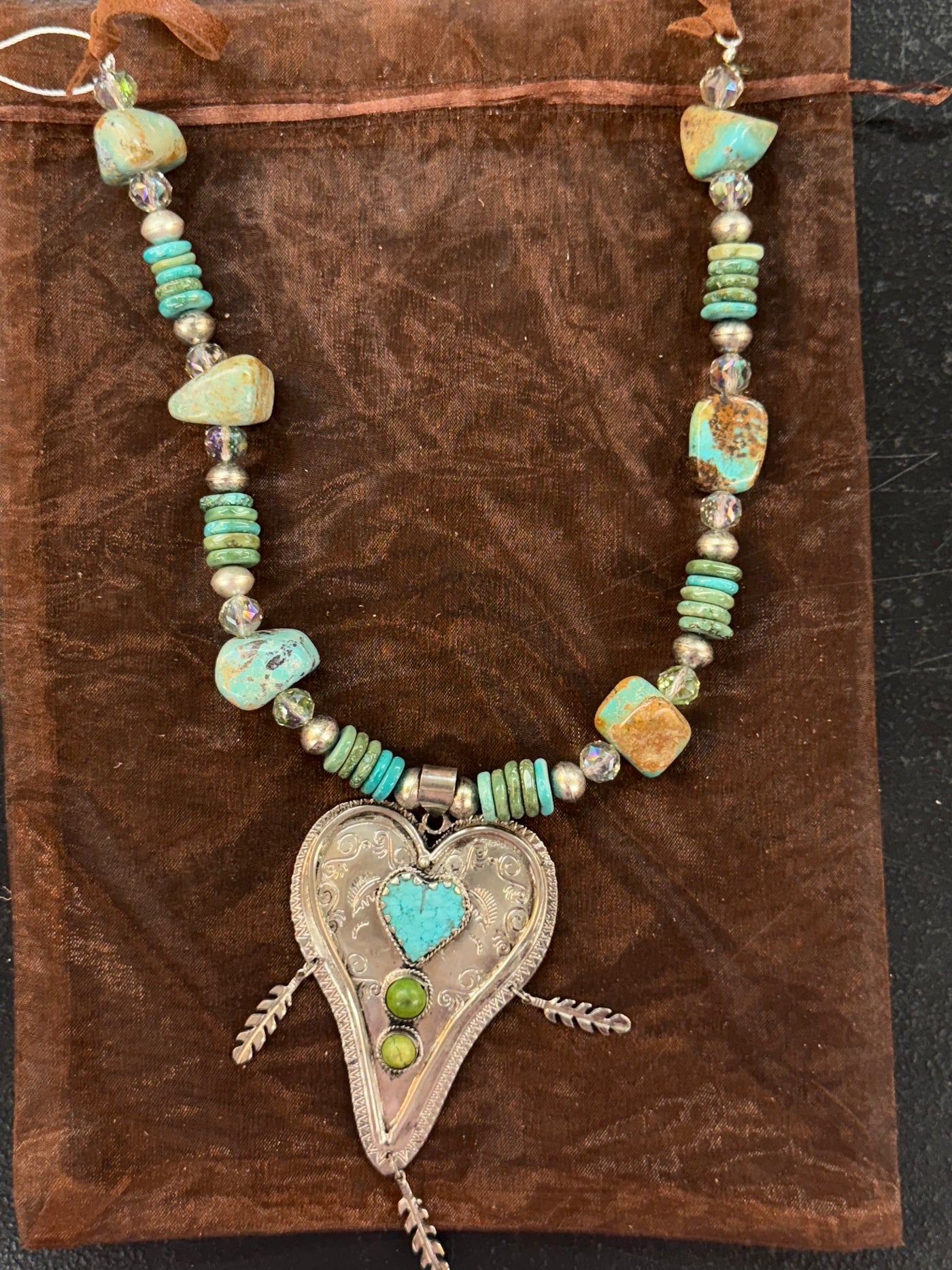 Silver Heart Turquoise Necklace