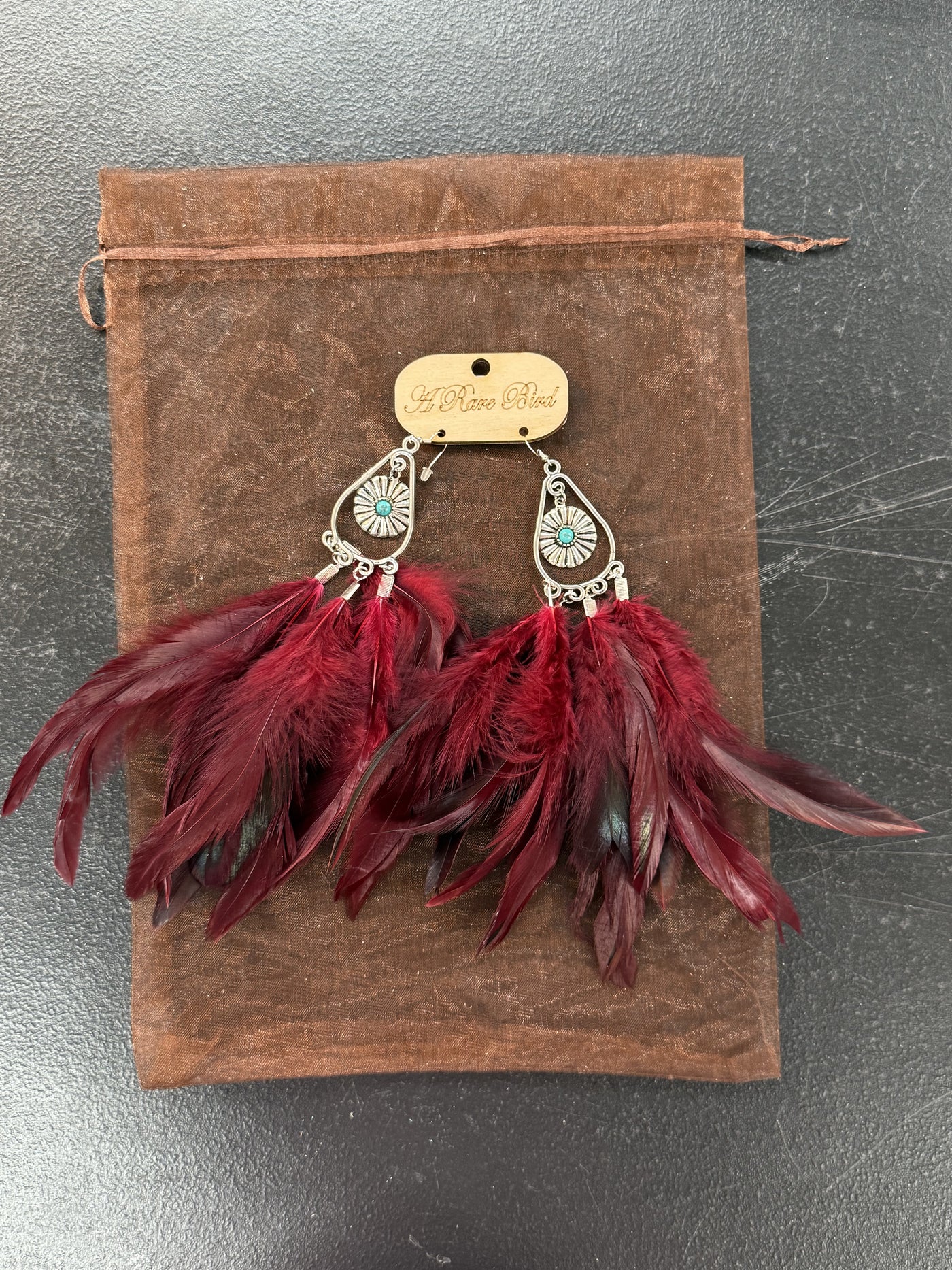 Red Feather Earrings