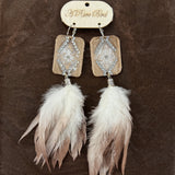 Purple Brown Feather Earrings