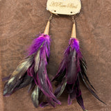 Large Purple Feather Earrings
