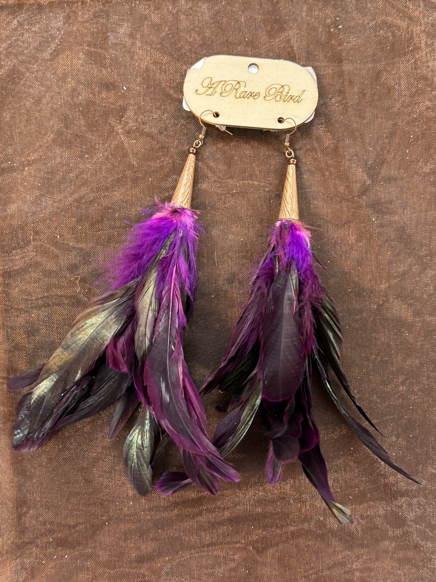 Large Purple Feather Earrings