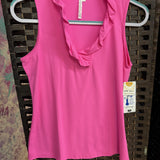 Clear Pink Ruffle V-Neck Tank