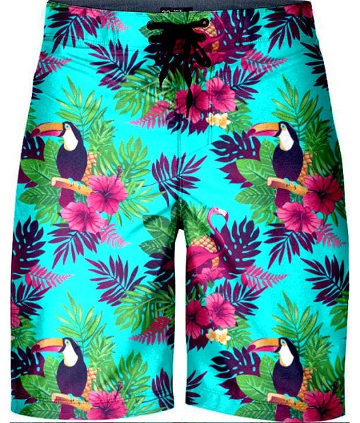 Toucans & Flamingos Golf Shorts