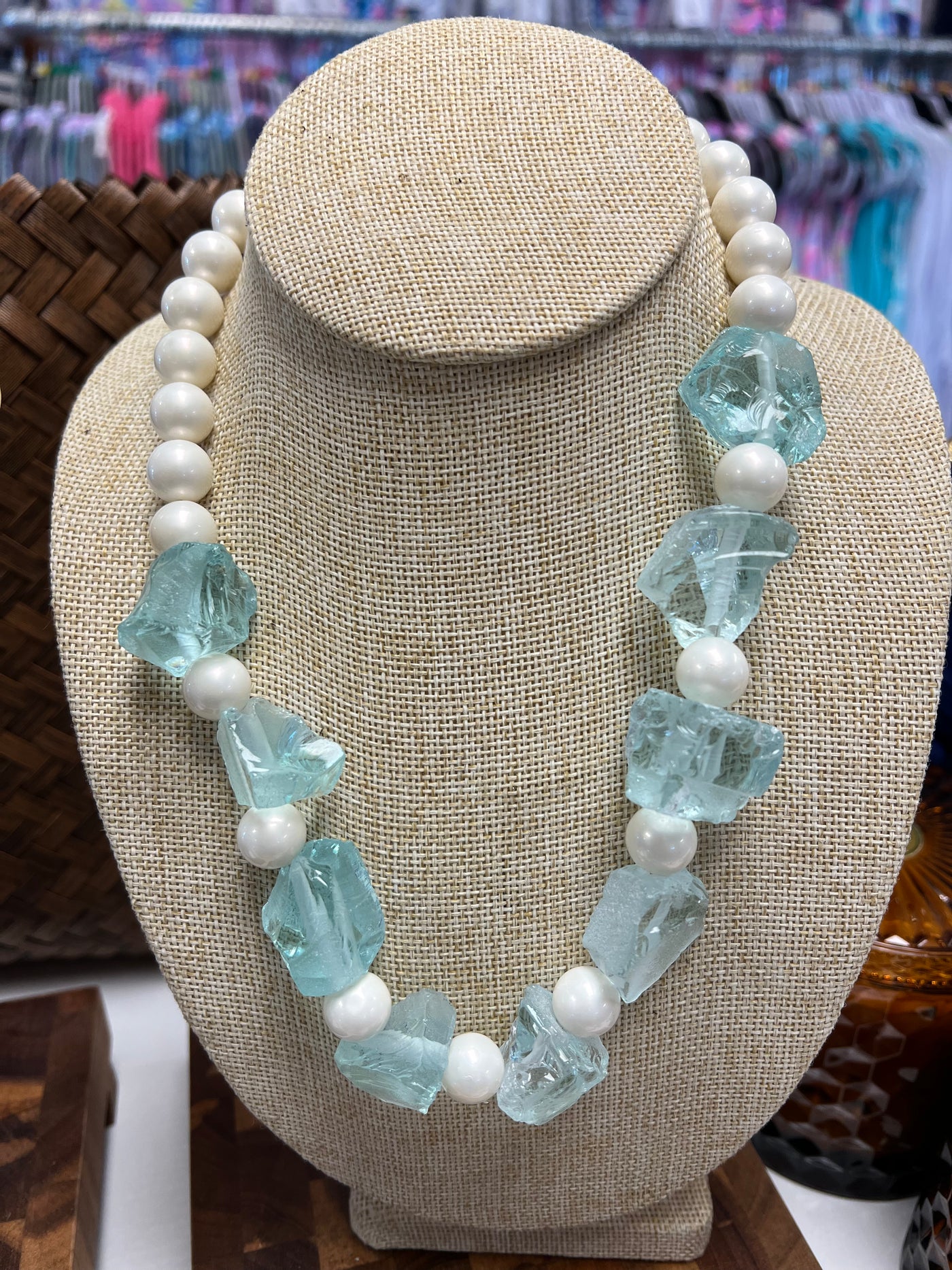 Aquamarine Pearl Necklace