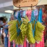 Green Blue Tassel Earrings