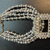 Clear Crystal Buckle Gray Pearl