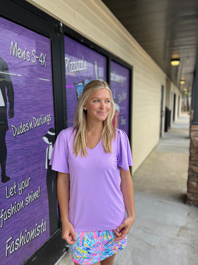 Clear Lilac S.Slv. Frill Vneck