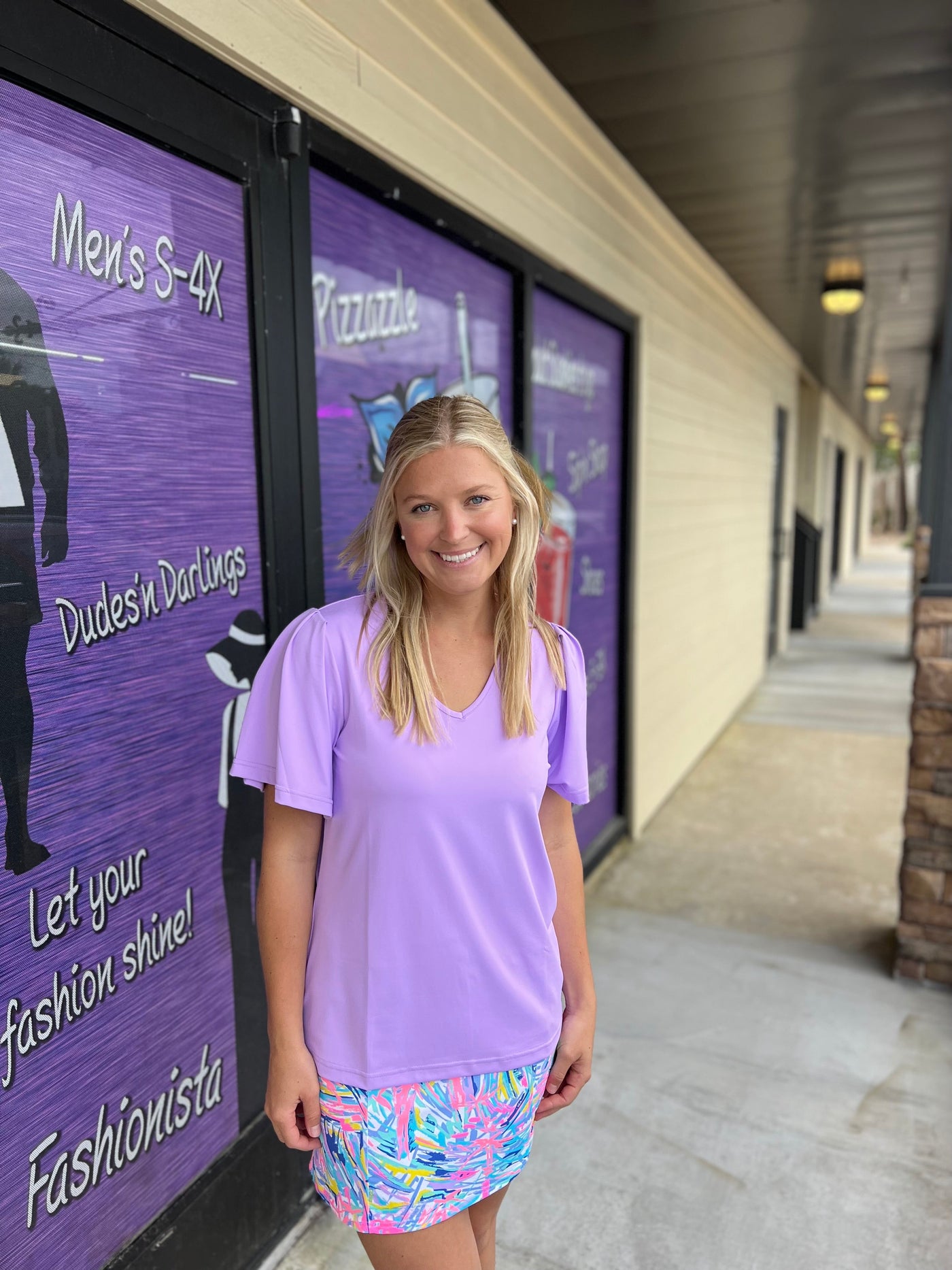 Clear Lilac S.Slv. Frill Vneck