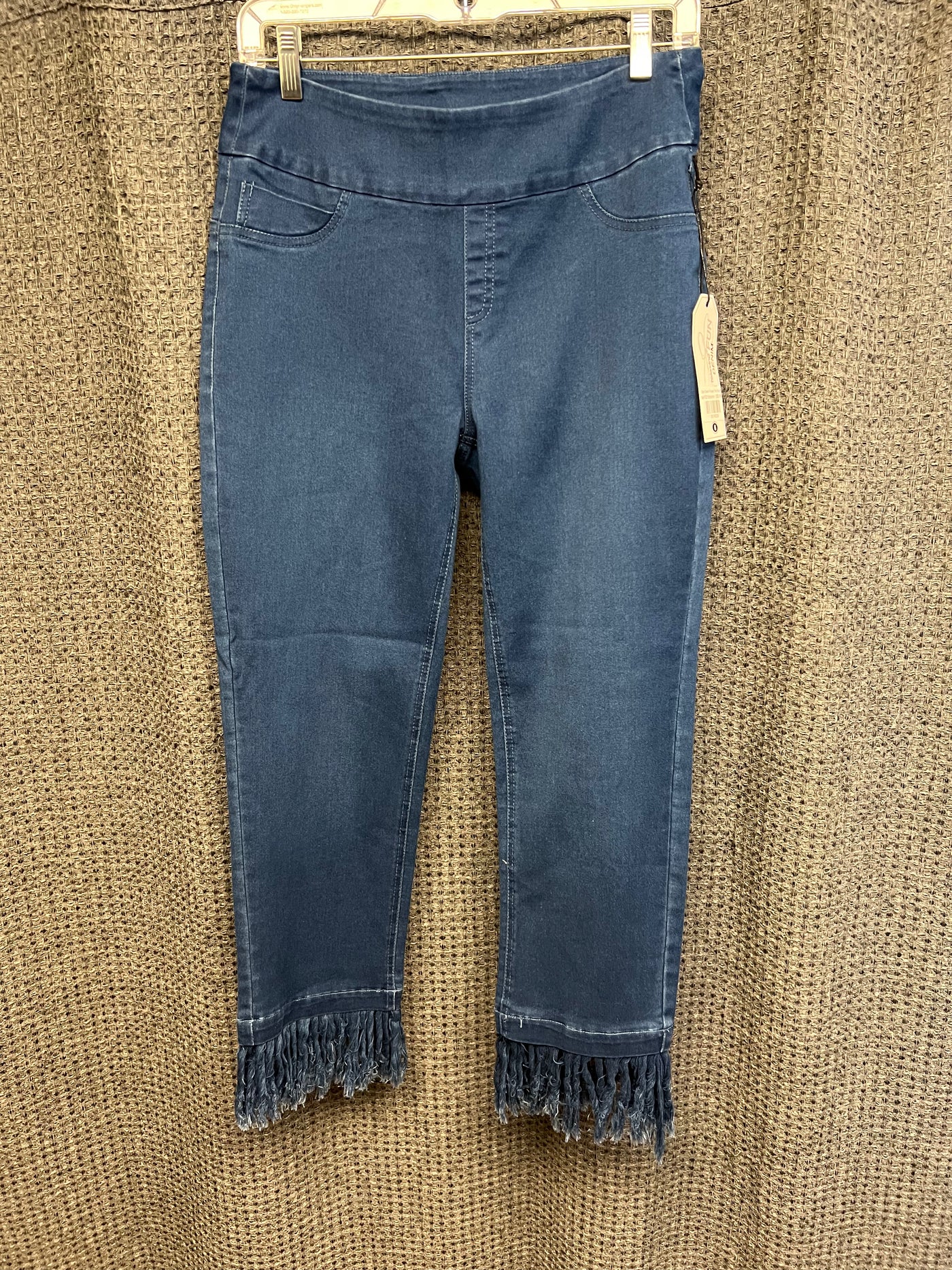 Clear Denim Fringed Trim Bottoms