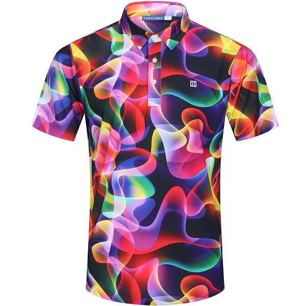 Colorful Neon Waves Golf Shirt