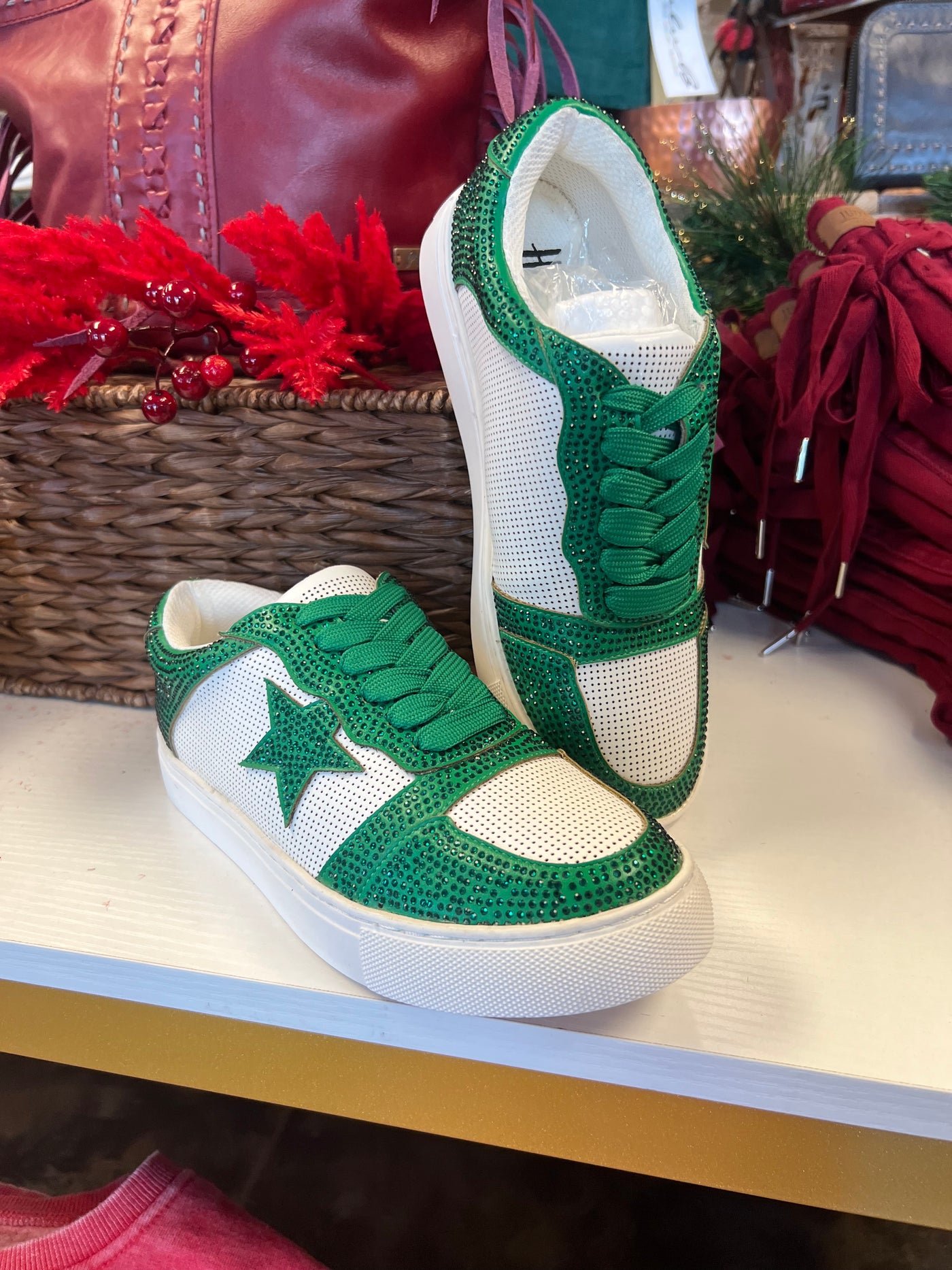Green Glittery Sneakers