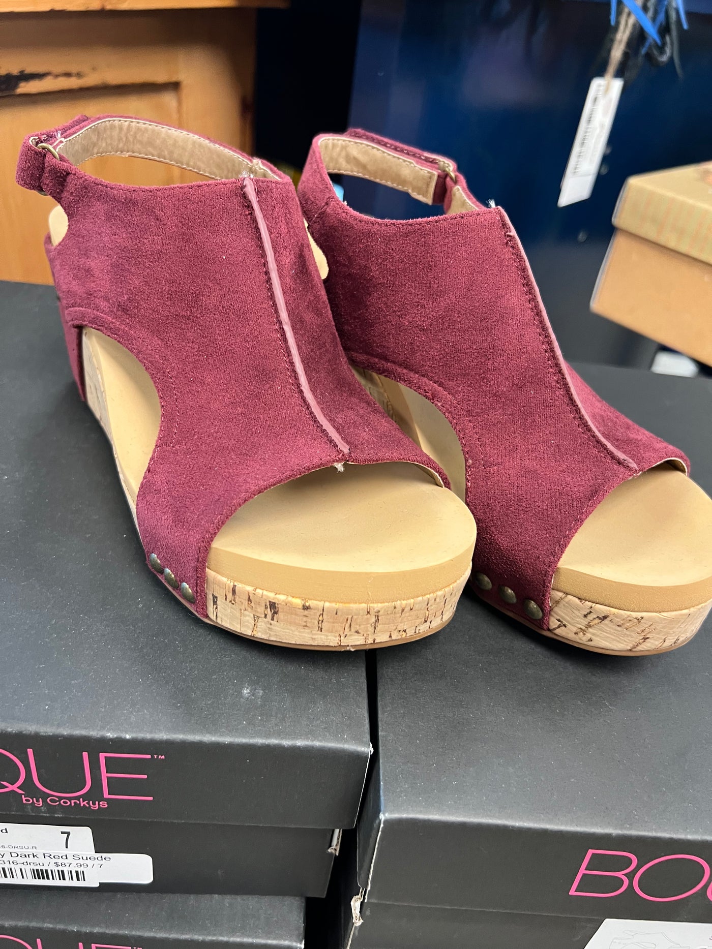 Carley Dark Red Suede