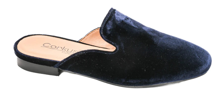 Navy Velvet Slide On