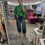 High Rise Relaxed Dark Wash Barrel Jeans