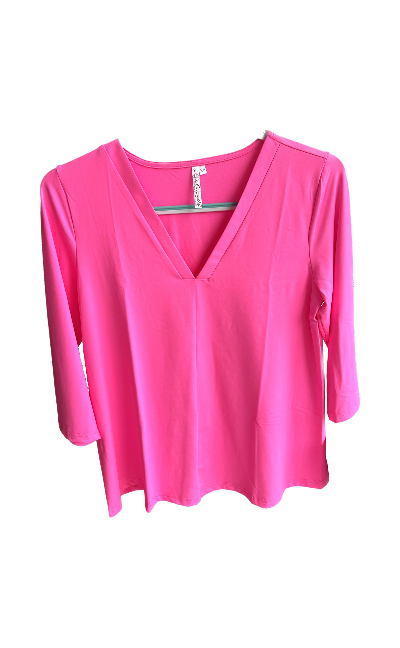 Clear Pink 3/4 Sleeve Top