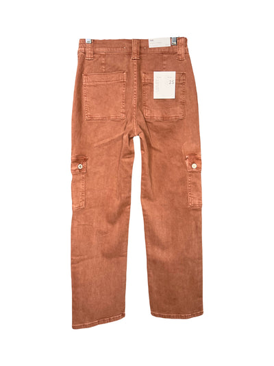 Brick Red High Rise Straight Jean with Cargo Pocket