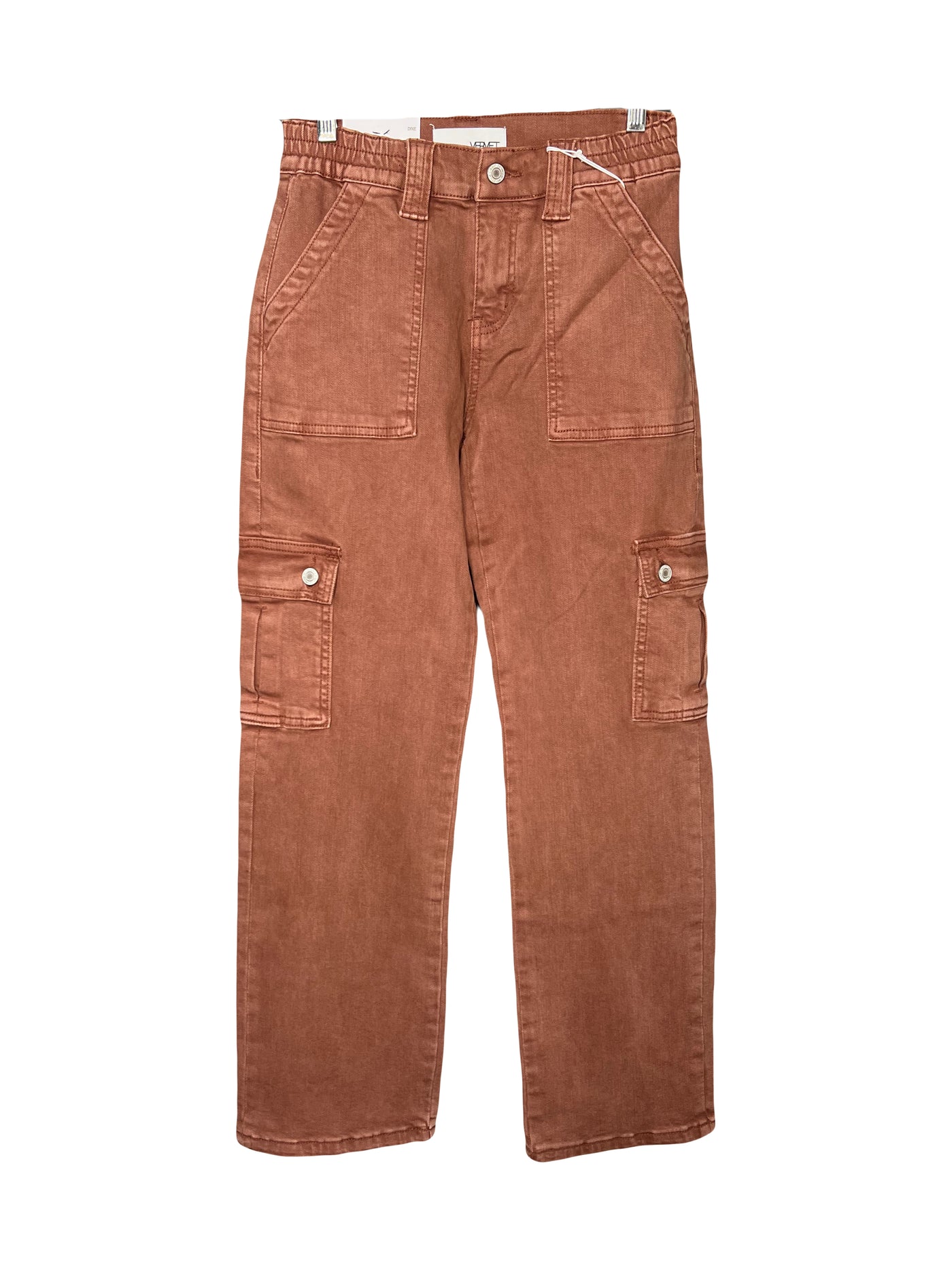 Brick Red High Rise Straight Jean with Cargo Pocket