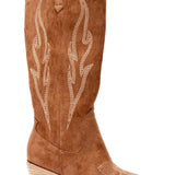 Tobacco Faux Suede Cowboy Boots