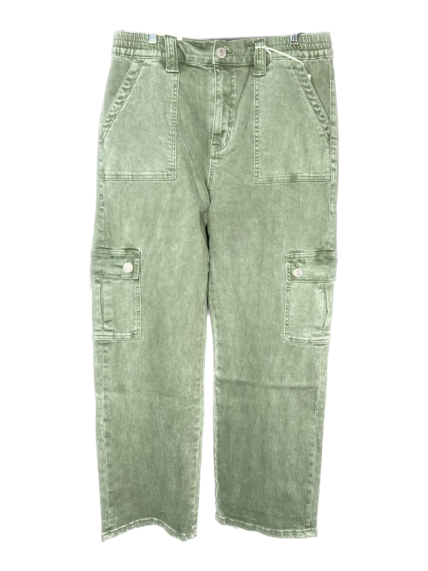 Army Green High Rise Straight Jean with Cargo Pocket