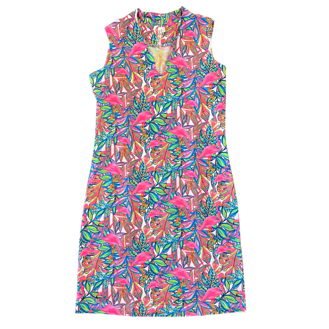 Flamingo Scallop Neck Sleeveless Dress