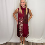 Wine Crushed Mock Neck Dress