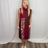 Wine Crushed Mock Neck Dress