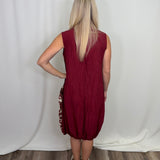Wine Crushed Mock Neck Dress