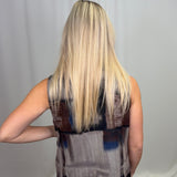 Grey/Brown Short Pouf Collar Vest