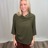 Spruce Solid Airflow Ruched Top