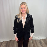 Black Pinstripe Velvet 24" Blazer